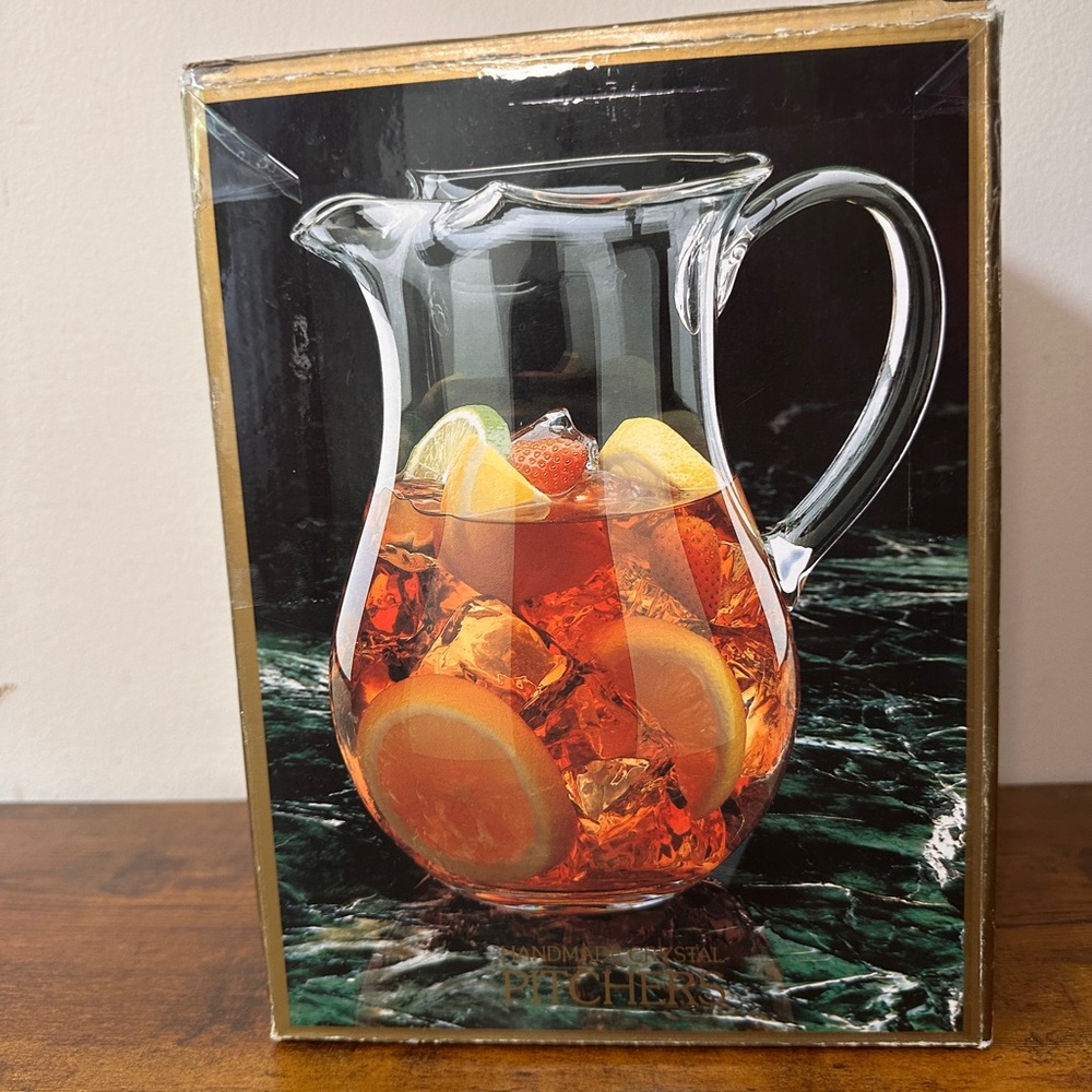 Vintage Colony Handmade Crystal Pitcher Hand Crafted Romania New in Box NIB